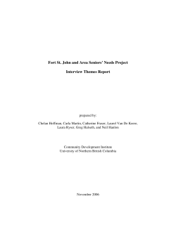 Fort St. John and Area Seniors` Needs Project Interview