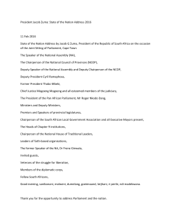 President Jacob Zuma: State of the Nation Address 2016 11 Feb