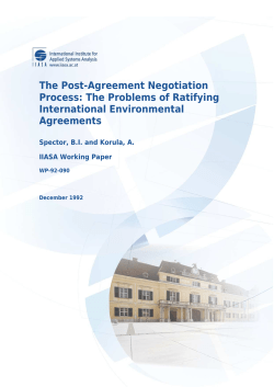 The Post-Agreement Negotiation Process: The Problems of Ratifying