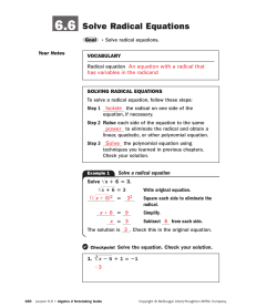 6.6 Solve Radical Equations