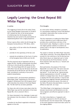 Legally Leaving: the Great Repeal Bill White Paper