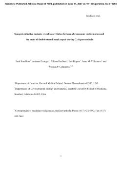 Smolikov et al. 1 Synapsis-defective mutants reveal a