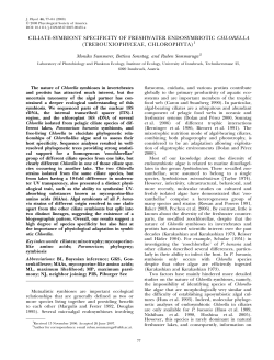 ciliate-symbiont specificity of freshwater endosymbiotic
