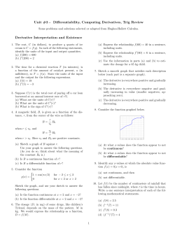 Unit #3 - Differentiability, Computing Derivatives, Trig Review