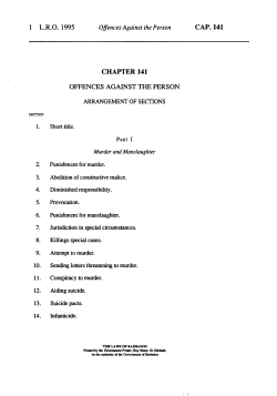 Chapter 141 - Offences Against the Person