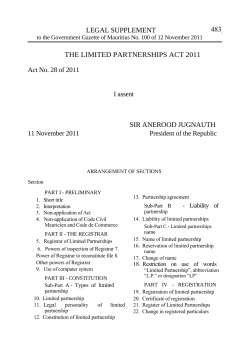 Limited Partnership Act 2011 - Corporate and Business Registration
