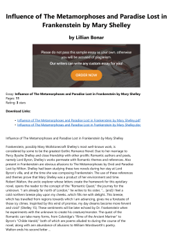 Influence of The Metamorphoses and Paradise Lost in Frankenstein