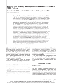 Chronic Pain Severity and Depression/Somatization Levels in TMD