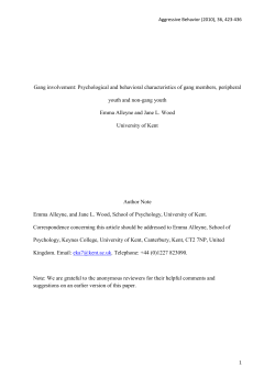 Gang involvement: Psychological and behavioral characteristics of