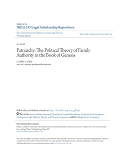 The Political Theory of Family Authority in the Book of Genesis