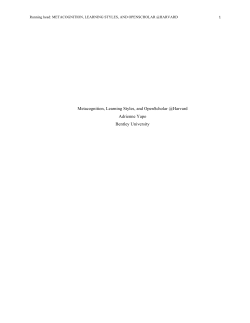 Metacognition, Learning Styles, and OpenScholar