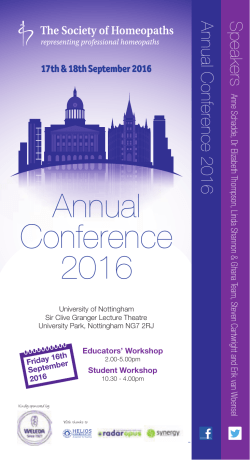 Annual Conference 2016 - The Society of Homeopaths
