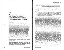 The Things We Carry: Embodied Truth and Tim O`Brien`s Poetics of