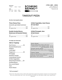 Pizza Menu - Boshkung Brewing Co.
