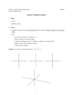 Lesson . Quadric surfaces