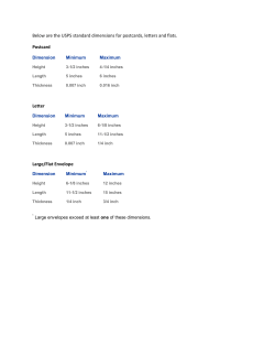 Dimensions for postcards, letters and flats