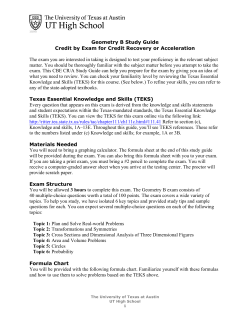 Geometry B Study Guide Credit by Exam for Credit
