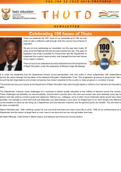 Newsletter: Thuto Volume 100 - Department of Basic Education