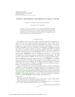 COMPACT HYPERBOLIC 4-MANIFOLDS OF SMALL VOLUME 1