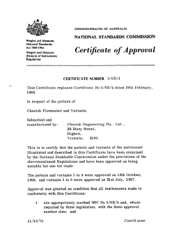 Cheetah Flowmeter and Variants. - National Measurement Institute