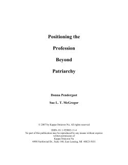 Positioning the Profession Beyond Patriarchy
