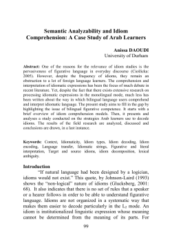 Semantic Analyzability and Idiom Comprehension