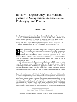Review: &ldquo;English Only&rdquo; and Multilingualism in Composition