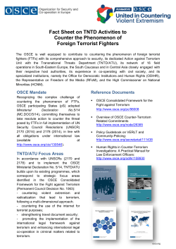 Fact Sheet on TNTD Activities to Counter the Phenomenon