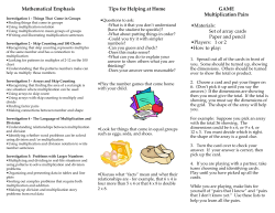 Mathematical Emphasis Tips for Helping at Home GAME