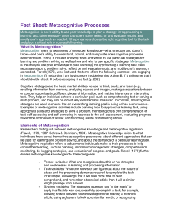 Fact Sheet: Metacognitive Processes