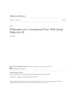 Defamation As a Constitutional Tort: With Actual Malice for All