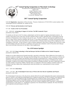 Program - Archeological Society of Maryland