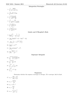 Integration Strategies Limits and L`Hospital`s Rule t - 1 t2 + t tanx