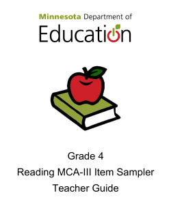 Grade 4 Reading MCA-III Item Sampler Teacher Guide