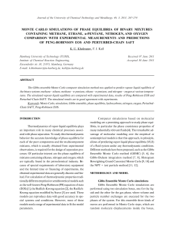 MONTE CARLO SIMULATIONS OF PHASE EQUILIBRIA OF