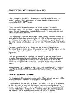 CONSULTATION: NETWORK GAMING and OGRA