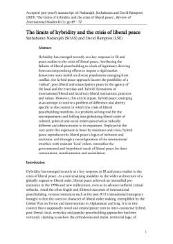 The limits of hybridity and the crisis of liberal peace