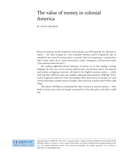 The value of money in colonial America