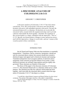 A Discourse Analysis of Colossians 2:16-3:11