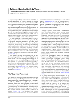 Cultural&ndash;Historical Activity Theory