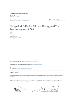 George Liska`s Realist Alliance Theory, And The
