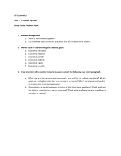 CP Economics Unit 2: Economic Systems Study Guide Problem Set