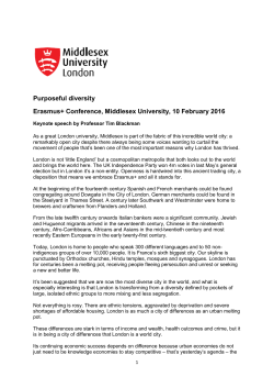 Purposeful diversity Erasmus+ Conference, Middlesex University, 10