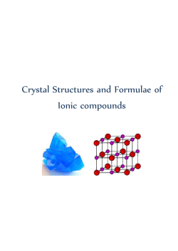 Crystal Structures and Formulae of Ionic compounds