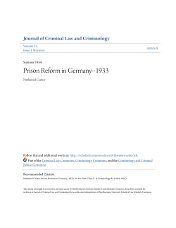 Prison Reform in Germany--1933
