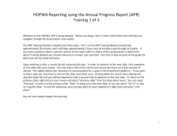 HOPWA APR Training Module 1 Narratives