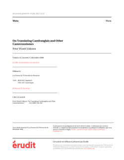 On Translating Camfranglais and Other Camerounismes