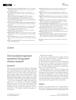 One hundred important questions facing plant science research