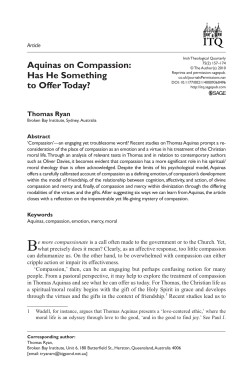 Aquinas on Compassion: Has He Something to Offer Today?