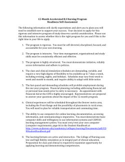 12-Month Accelerated B.S Nursing Program Readiness Self